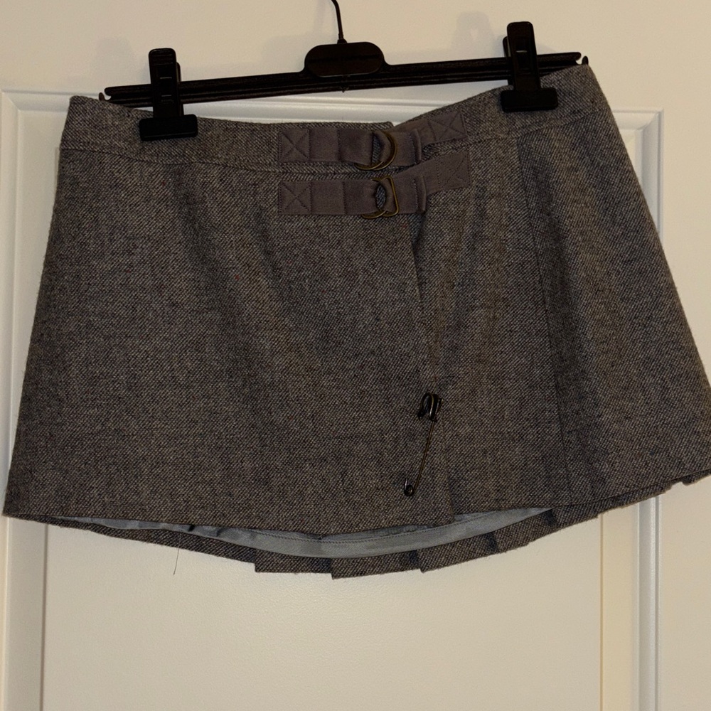 Juicy Couture Gray Mini Skirt with Buckle Detail